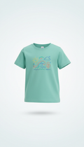 Children’s Cotton T-Shirt Minty Teal Line Art