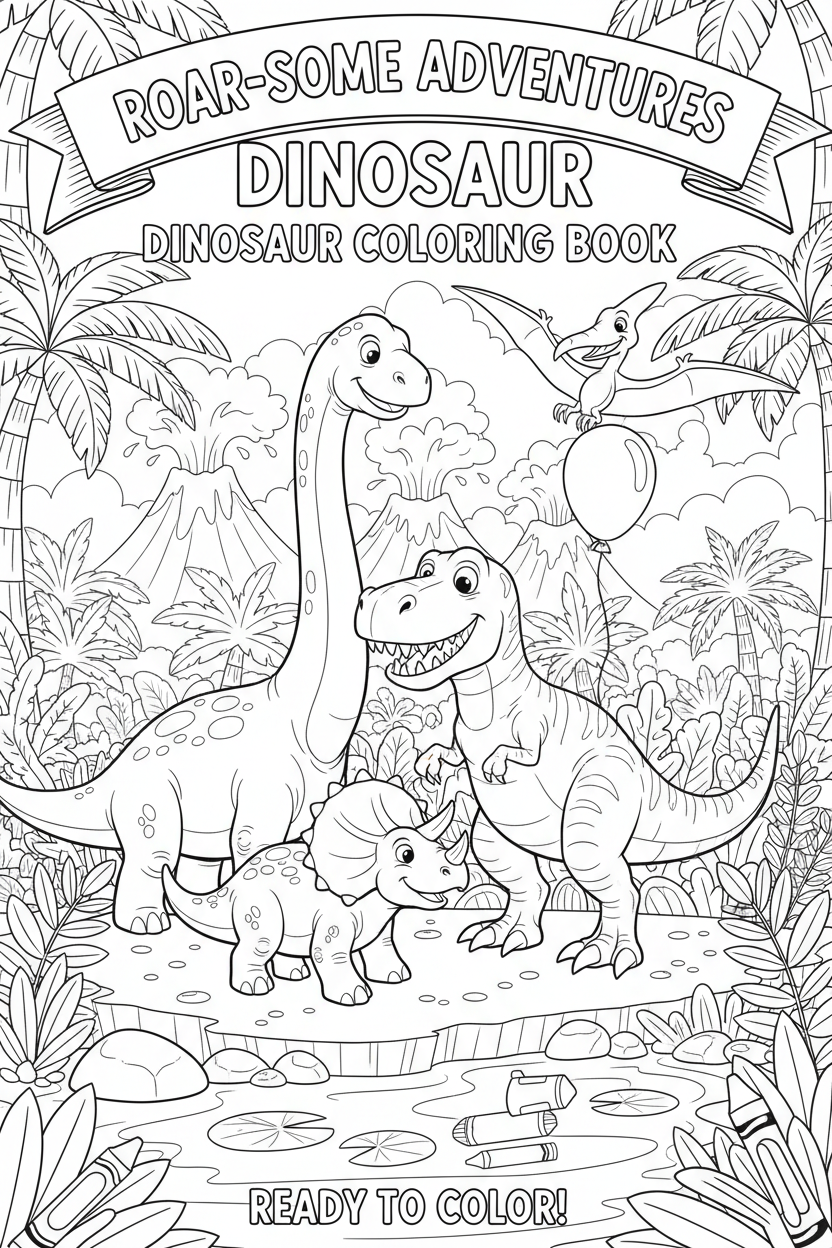 Dinosaur Coloring Book Cover