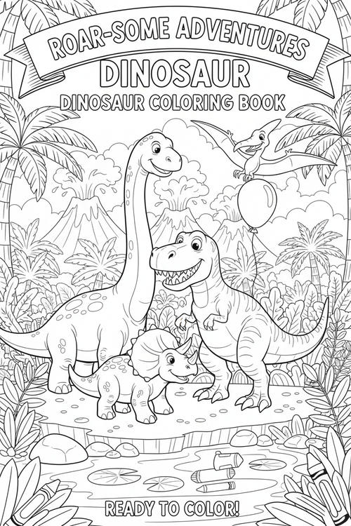 Dinosaur Coloring Book Cover