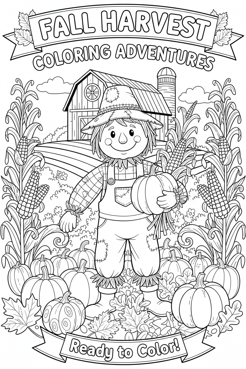 Fall Harvest Coloring Book Cover