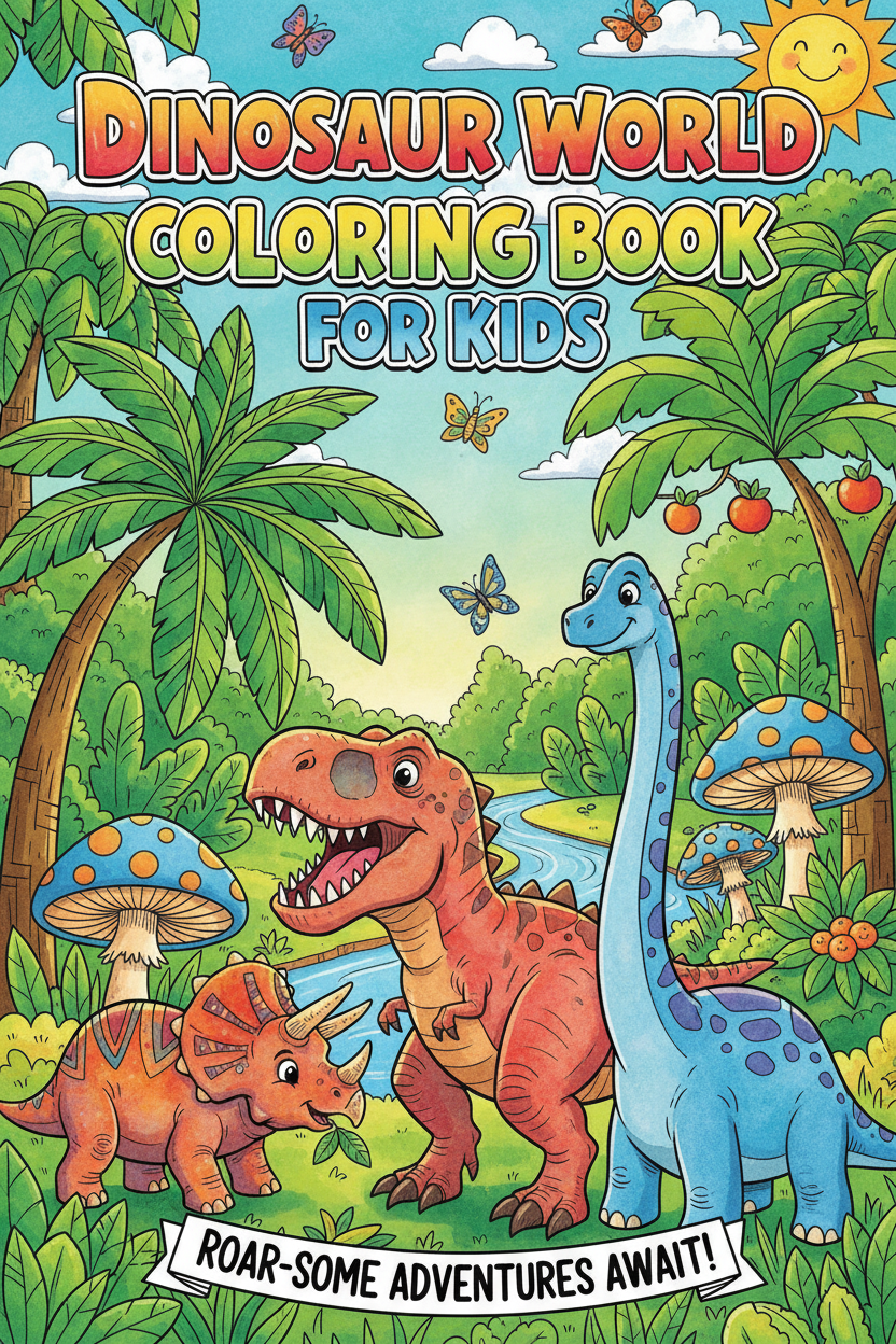 Dinosaur World Coloring Book for Kids cover