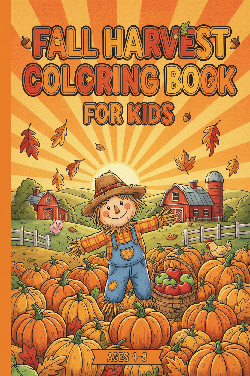Fall Harvest Coloring Book for Kids cover