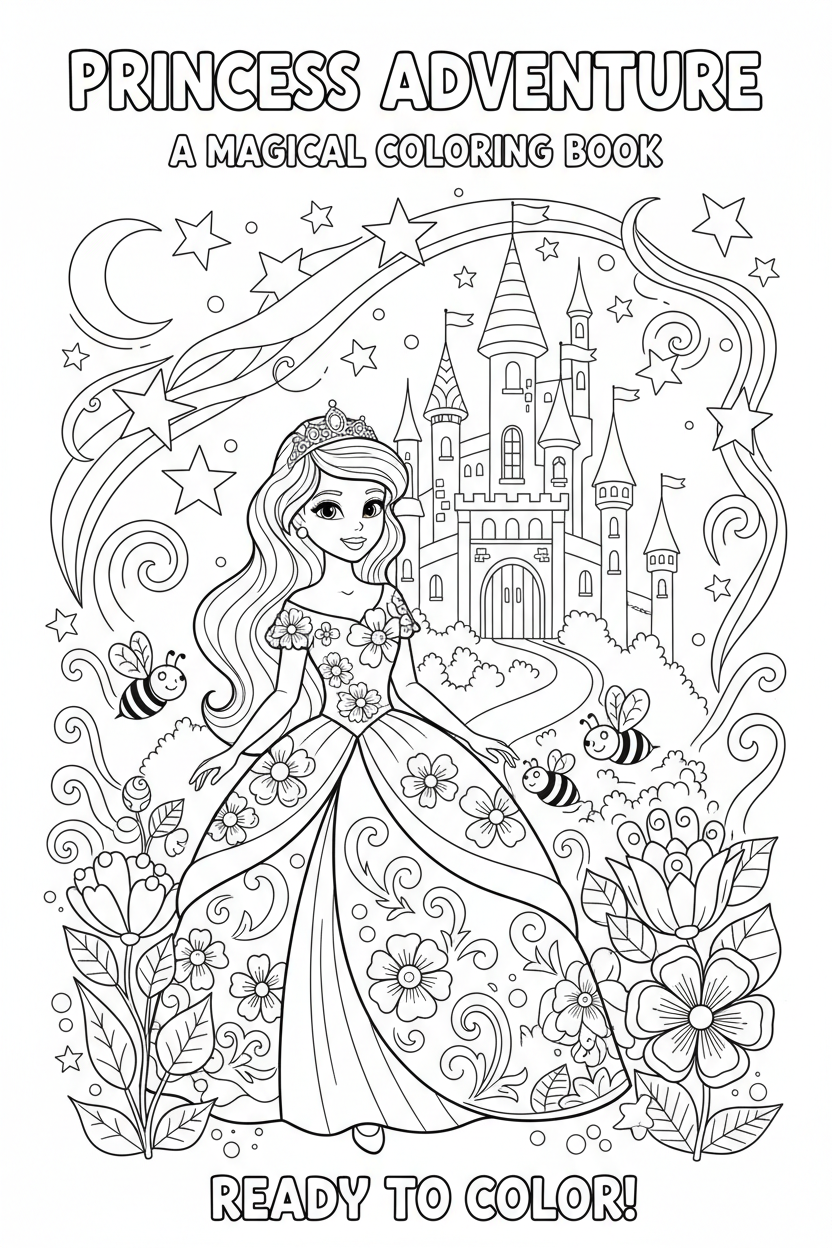 Princess Coloring Book Cover