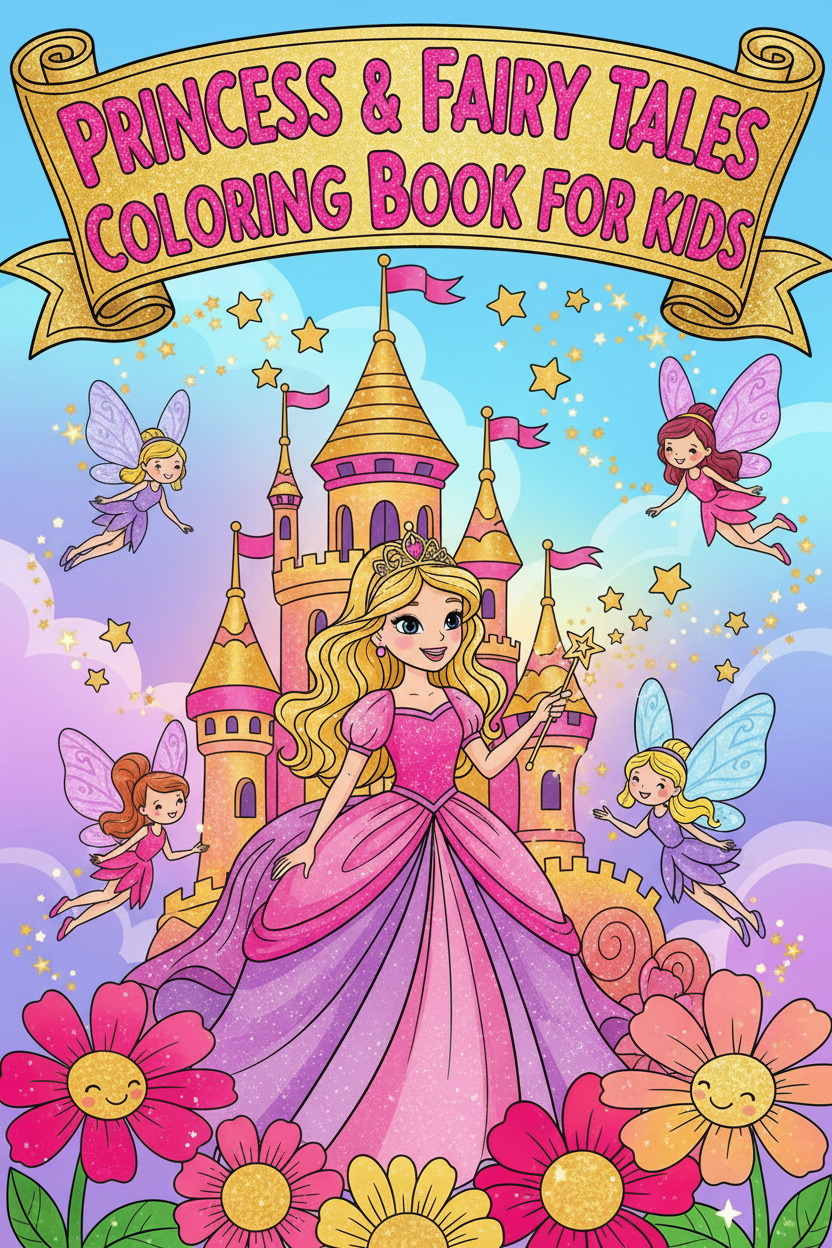 Princess & Fairy Tales Coloring Book Cover