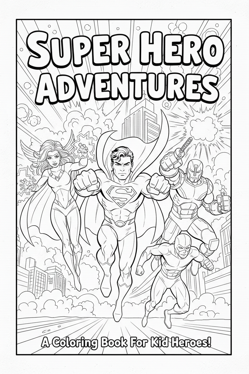 Superheroes Coloring Book Cover